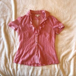 Banana Republic Silk Blouse Red/White Stripe Small